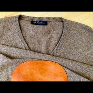 Loro Piana 100% Italian Cashmere Sweater with Suede Elbow Patches - Size 58 (XL)